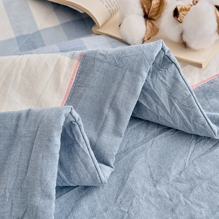 91家纺网 家纺一手货源 找家纺 家贝爱 2026新款全棉色织新疆棉花夏被夏凉被空调被 雅尚蓝