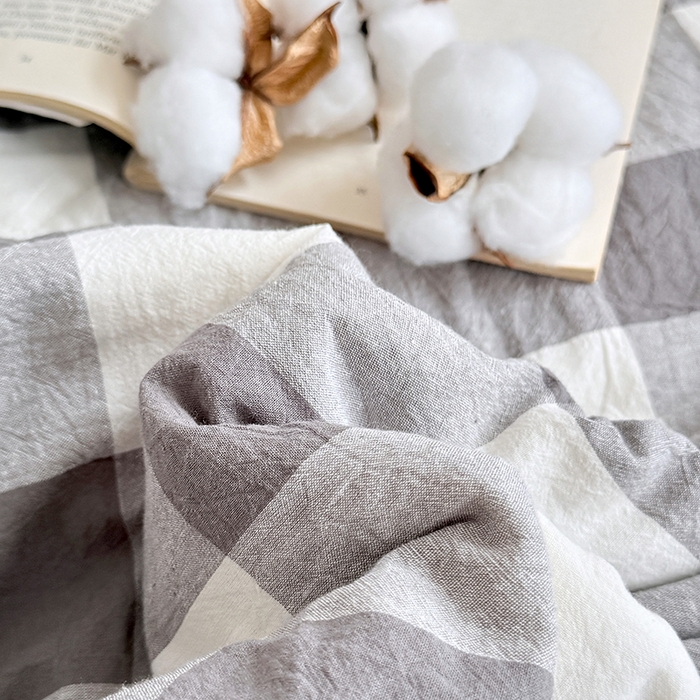 91家纺网 家纺一手货源 找家纺 家贝爱 2026新款全棉色织新疆棉花夏被夏凉被空调被 中灰格