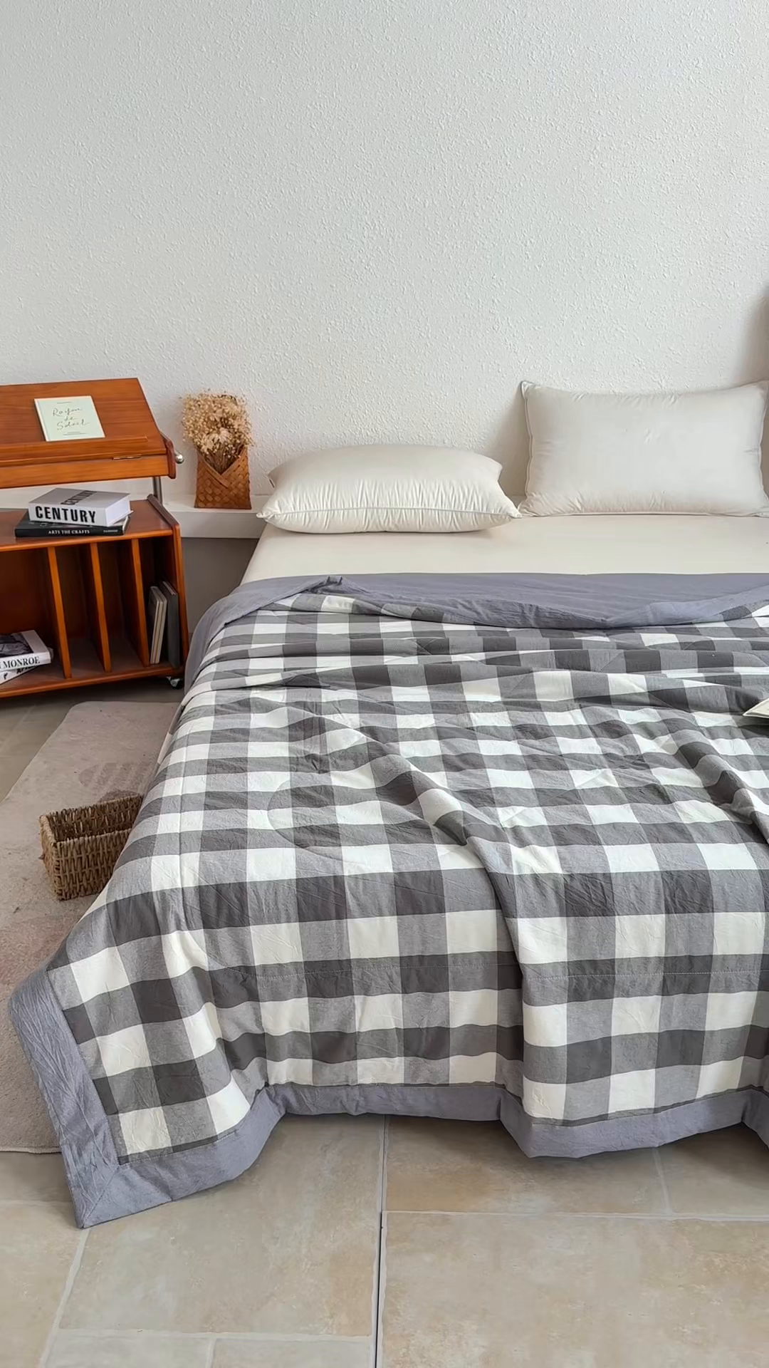 91家纺网 家纺一手货源 找家纺 家贝爱 2026新款全棉色织新疆棉花夏被夏凉被空调被 中灰格