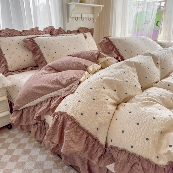 91家纺网 家纺一手货源 找家纺 仟网汇 2026新款法式花边泡芙纱四件套 小黑马