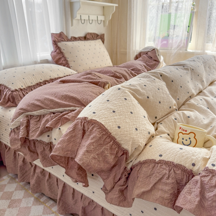 91家纺网 家纺一手货源 找家纺 （总）仟网汇 2026新款法式花边泡芙纱双层纱床单床盖夏被夏凉被空调被四件套密拷花边款