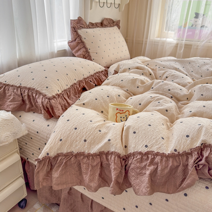 91家纺网 家纺一手货源 找家纺 （总）仟网汇 2026新款法式花边泡芙纱双层纱床单床盖夏被夏凉被空调被四件套密拷花边款