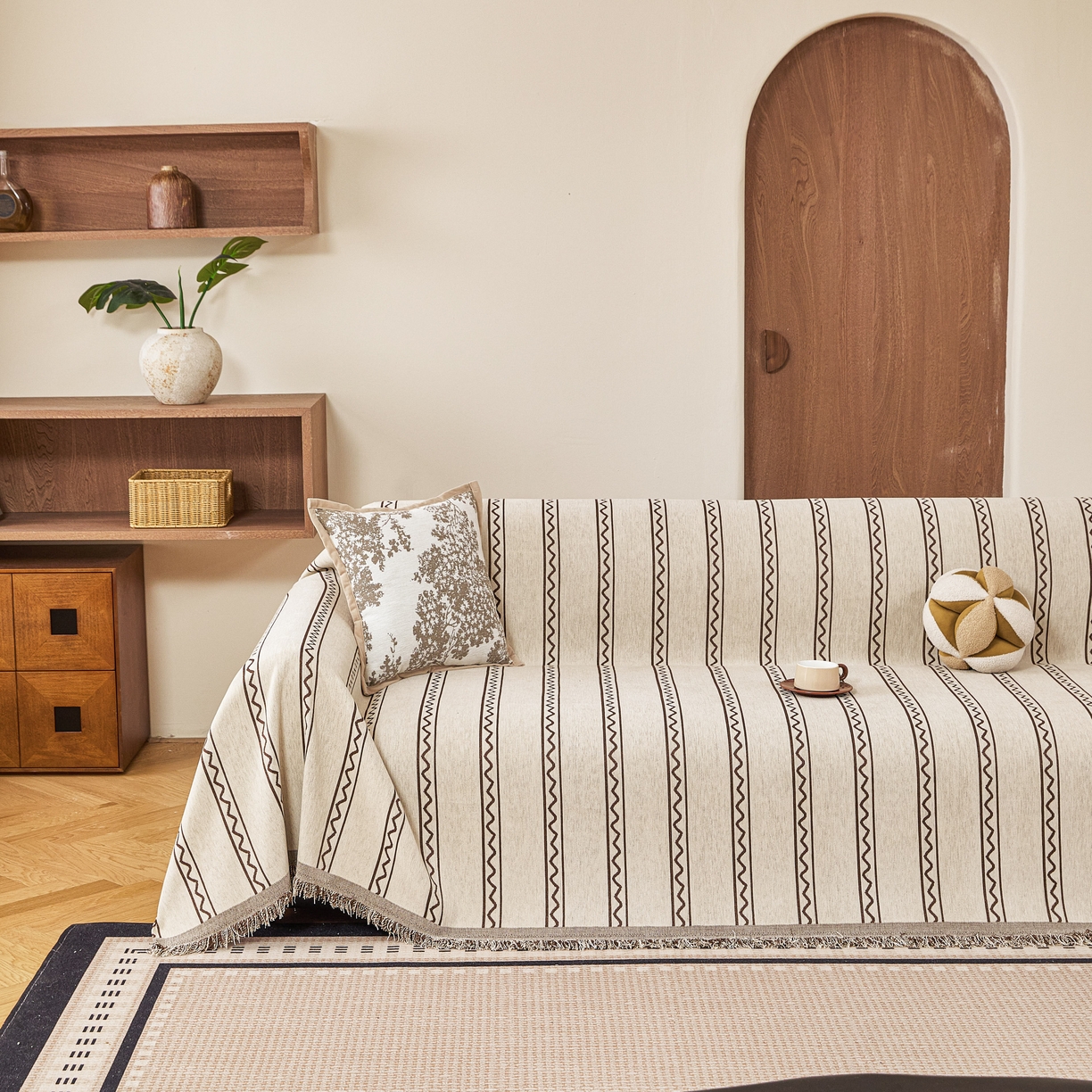 91家纺网 家纺一手货源 找家纺 逐日沙发套 2026新款加厚雪尼尔-沙发巾 素简时光