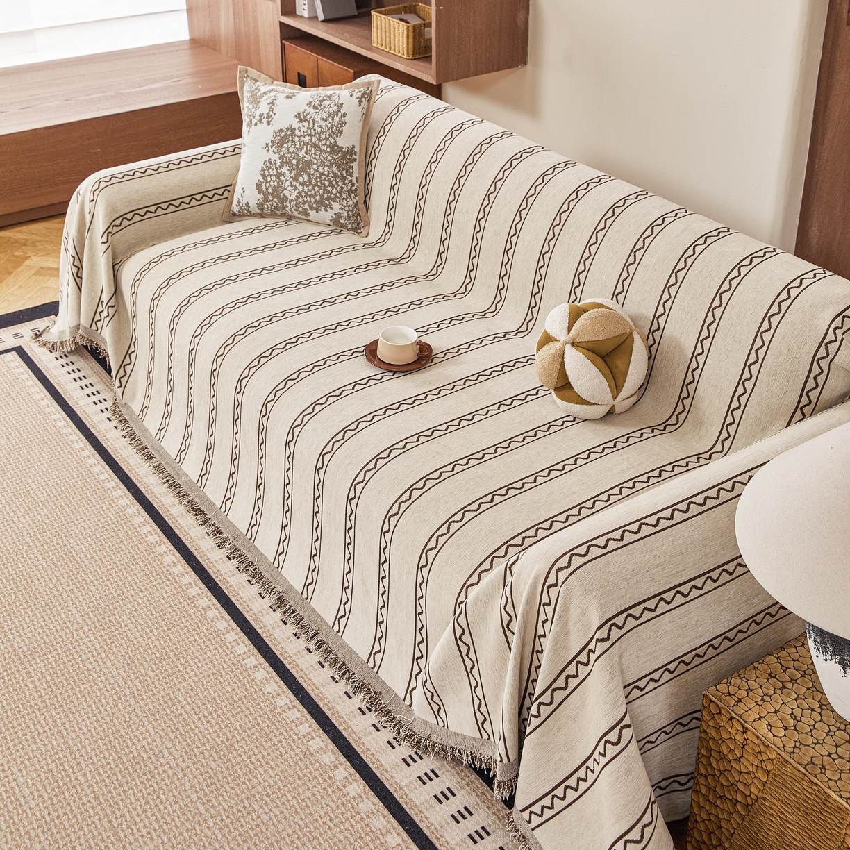 91家纺网 家纺一手货源 找家纺 逐日沙发套 2026新款加厚雪尼尔-沙发巾 素简时光