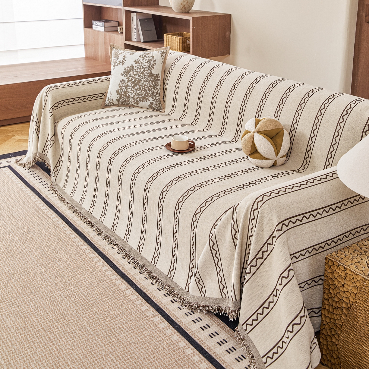 91家纺网 家纺一手货源 找家纺 逐日沙发套 2026新款加厚雪尼尔-沙发巾 素简时光