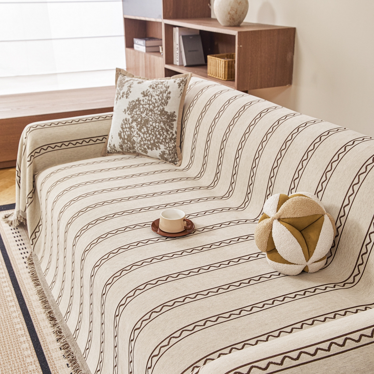 91家纺网 家纺一手货源 找家纺 逐日沙发套 2026新款加厚雪尼尔-沙发巾 素简时光