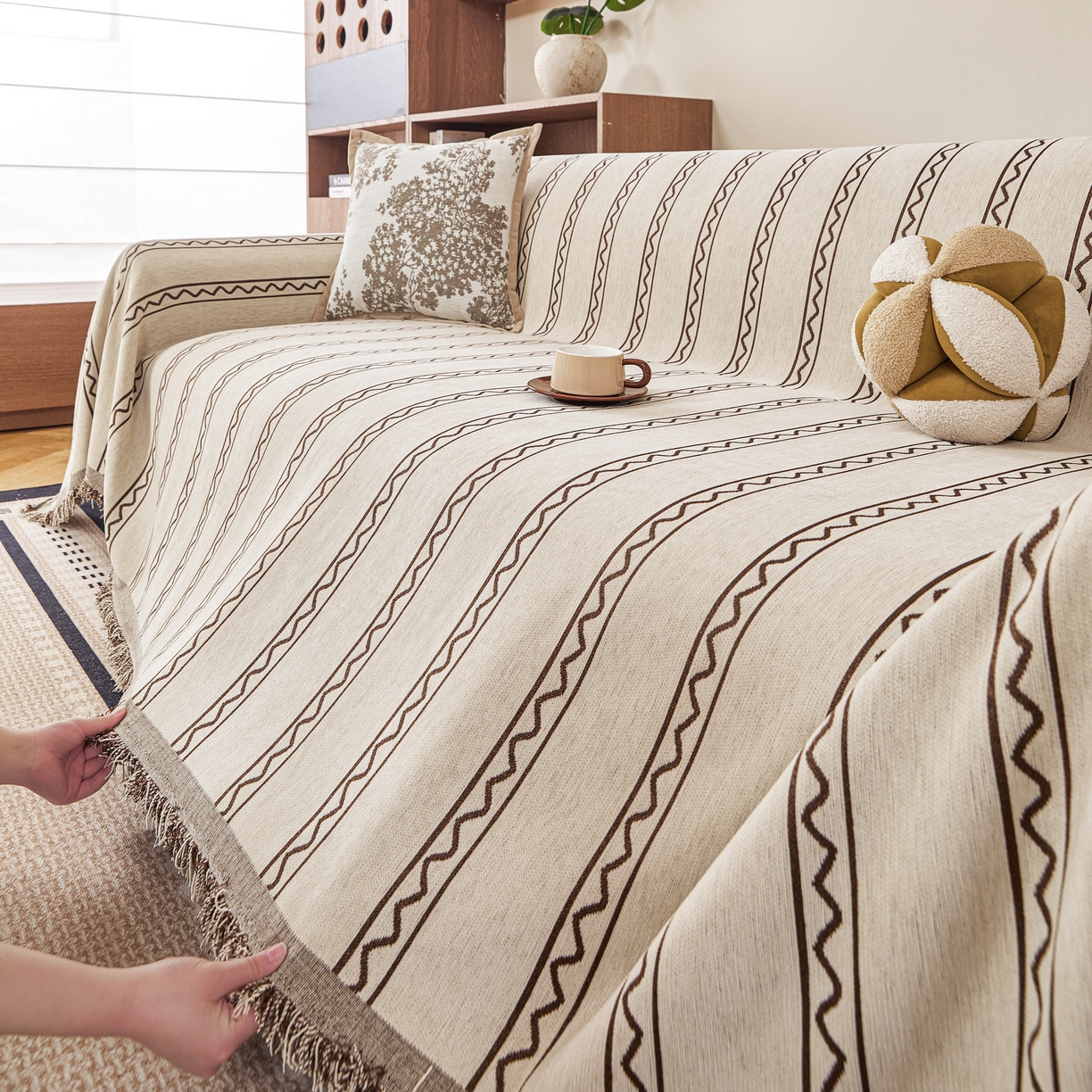 91家纺网 家纺一手货源 找家纺 逐日沙发套 2026新款加厚雪尼尔-沙发巾 素简时光