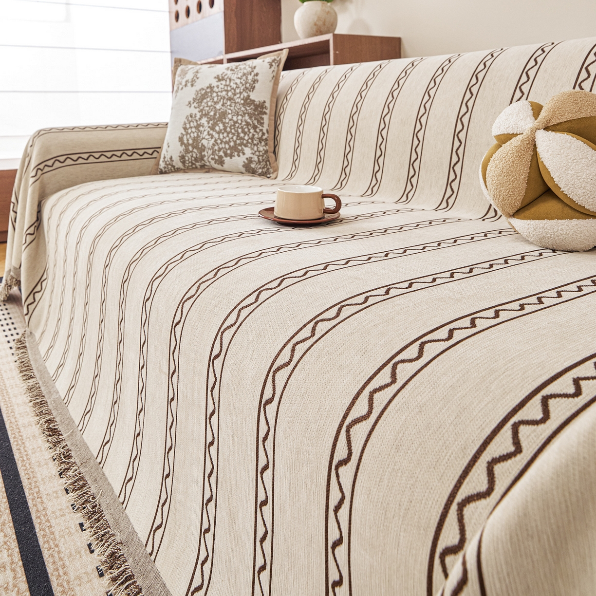 91家纺网 家纺一手货源 找家纺 逐日沙发套 2026新款加厚雪尼尔-沙发巾 素简时光