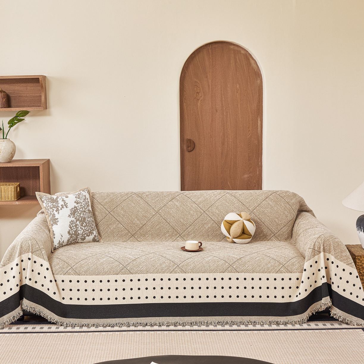 91家纺网 家纺一手货源 找家纺 逐日沙发套 2026新款加厚雪尼尔-沙发巾 雅点格棕