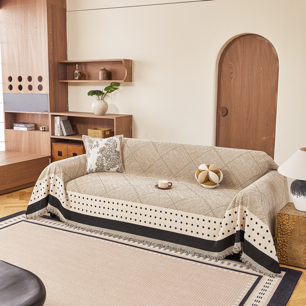 91家纺网 家纺一手货源 找家纺 逐日沙发套 2026新款加厚雪尼尔-沙发巾 雅点格棕