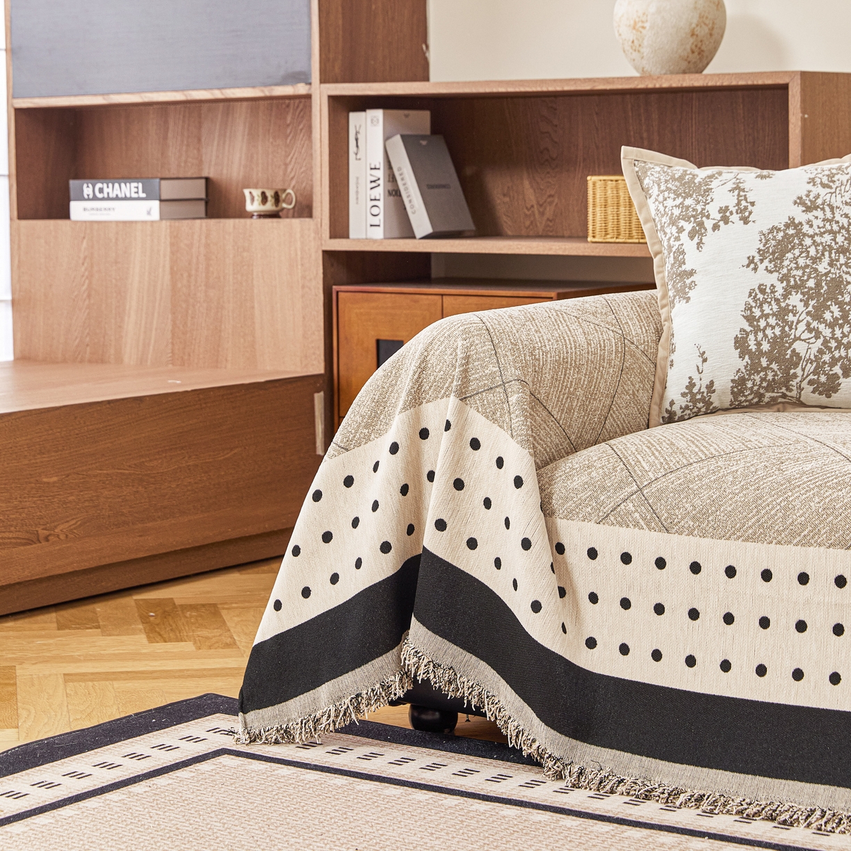 91家纺网 家纺一手货源 找家纺 逐日沙发套 2026新款加厚雪尼尔-沙发巾 雅点格棕