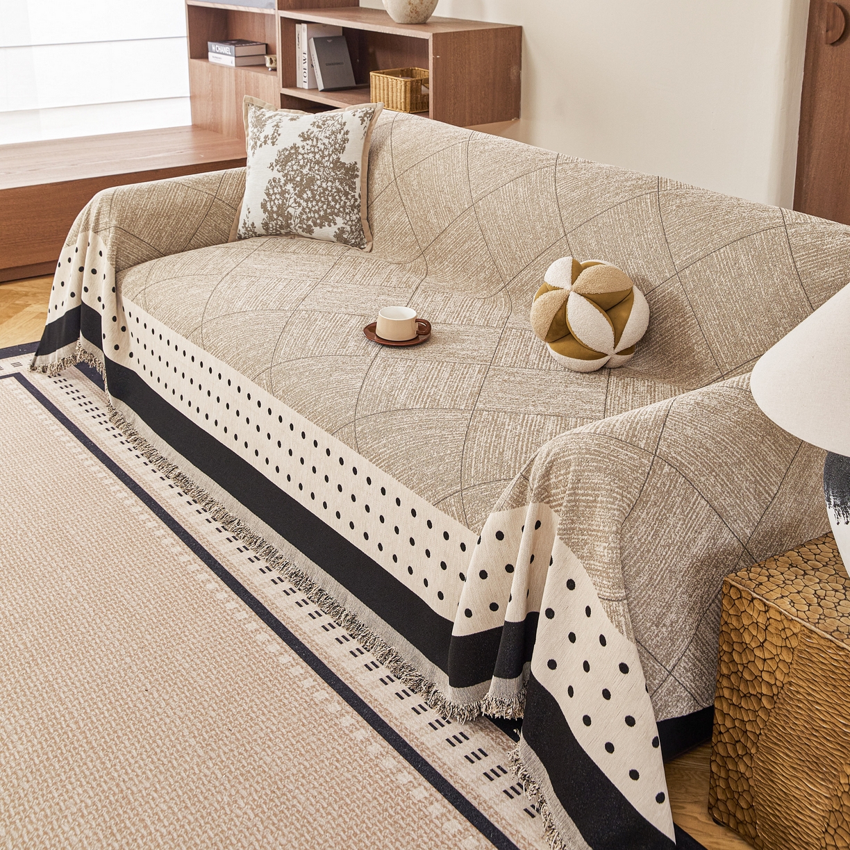 91家纺网 家纺一手货源 找家纺 逐日沙发套 2026新款加厚雪尼尔-沙发巾 雅点格棕