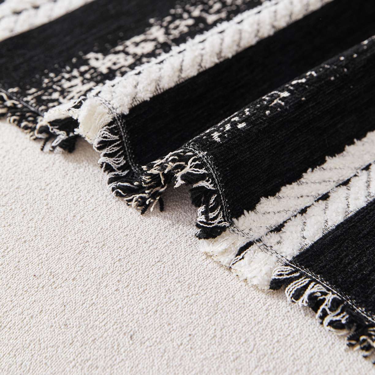 91家纺网 家纺一手货源 找家纺 逐日沙发套 2026新款加厚雪尼尔-沙发巾 织序流年-黑