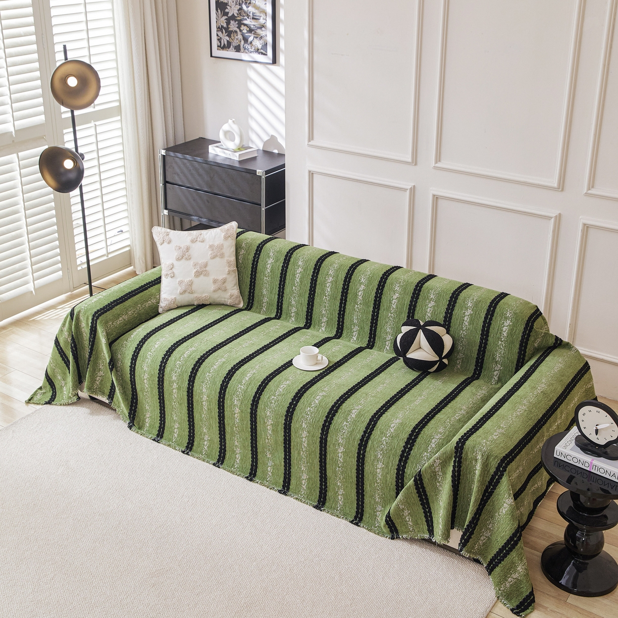 91家纺网 家纺一手货源 找家纺 逐日沙发套 2026新款加厚雪尼尔-沙发巾 织序流年-绿