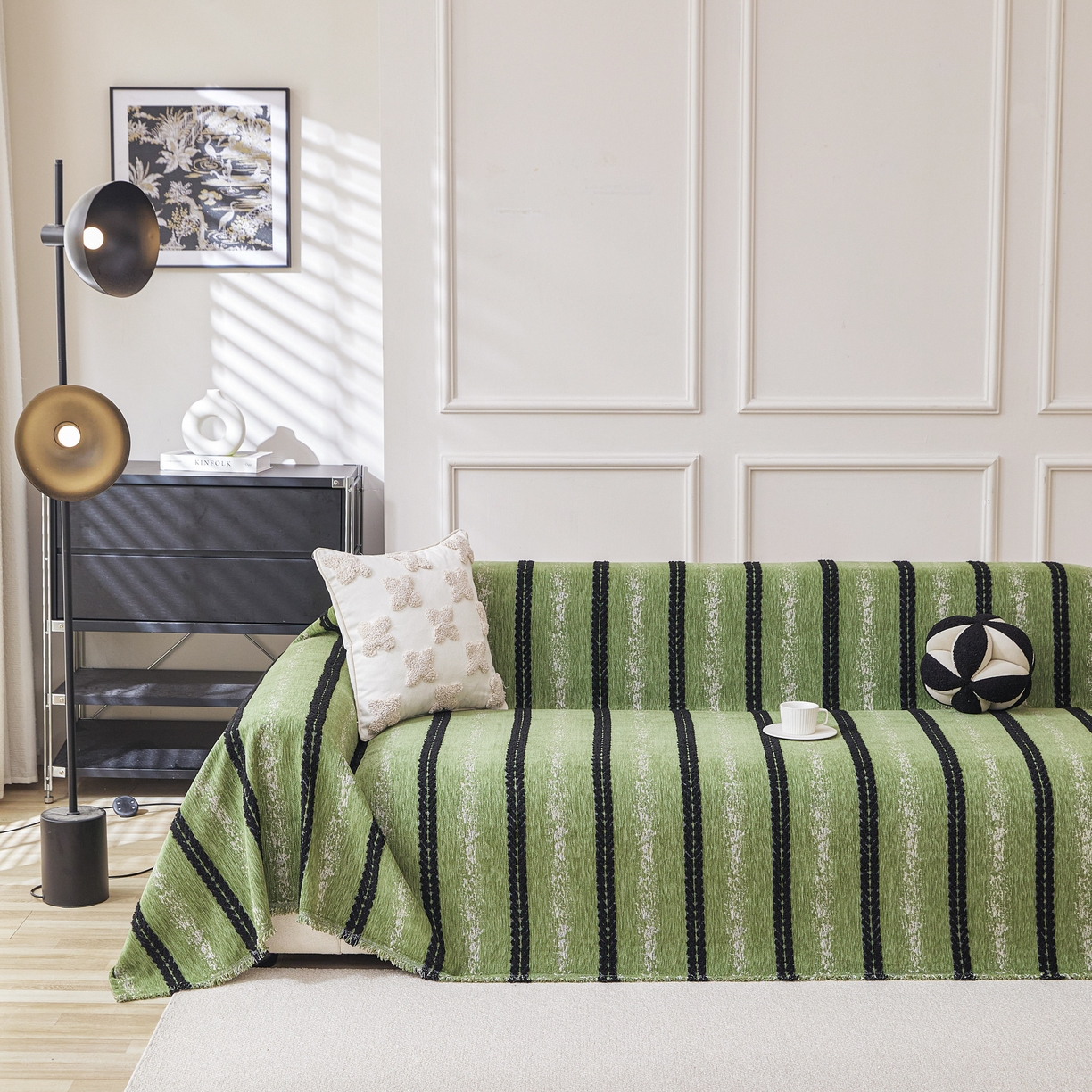 91家纺网 家纺一手货源 找家纺 逐日沙发套 2026新款加厚雪尼尔-沙发巾 织序流年-绿