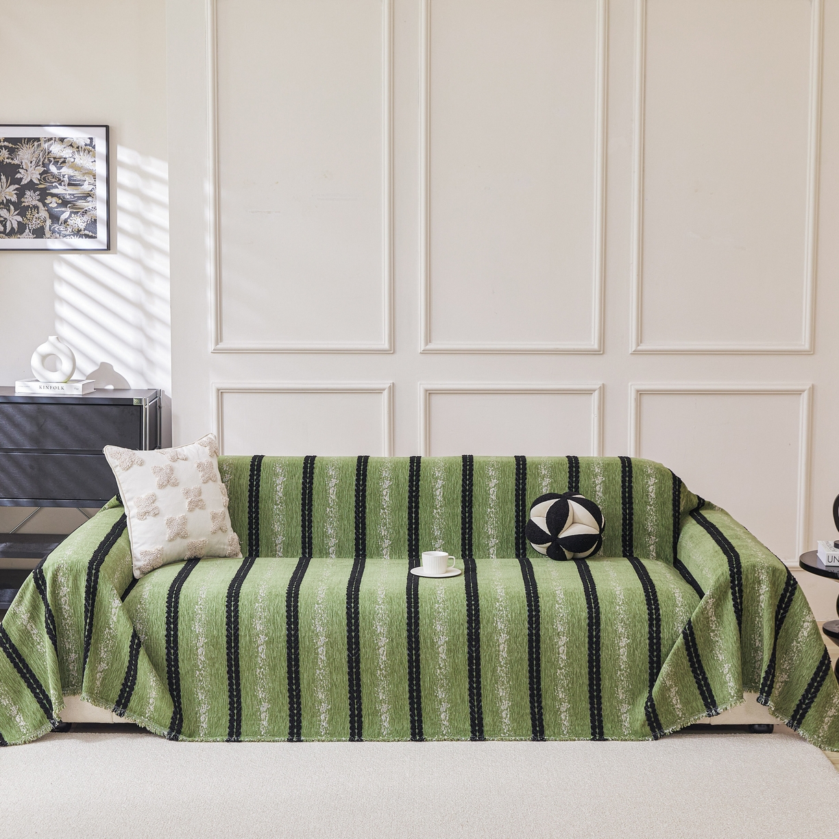 91家纺网 家纺一手货源 找家纺 逐日沙发套 2026新款加厚雪尼尔-沙发巾 织序流年-绿