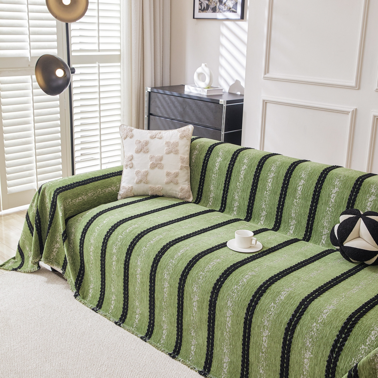 91家纺网 家纺一手货源 找家纺 逐日沙发套 2026新款加厚雪尼尔-沙发巾 织序流年-绿