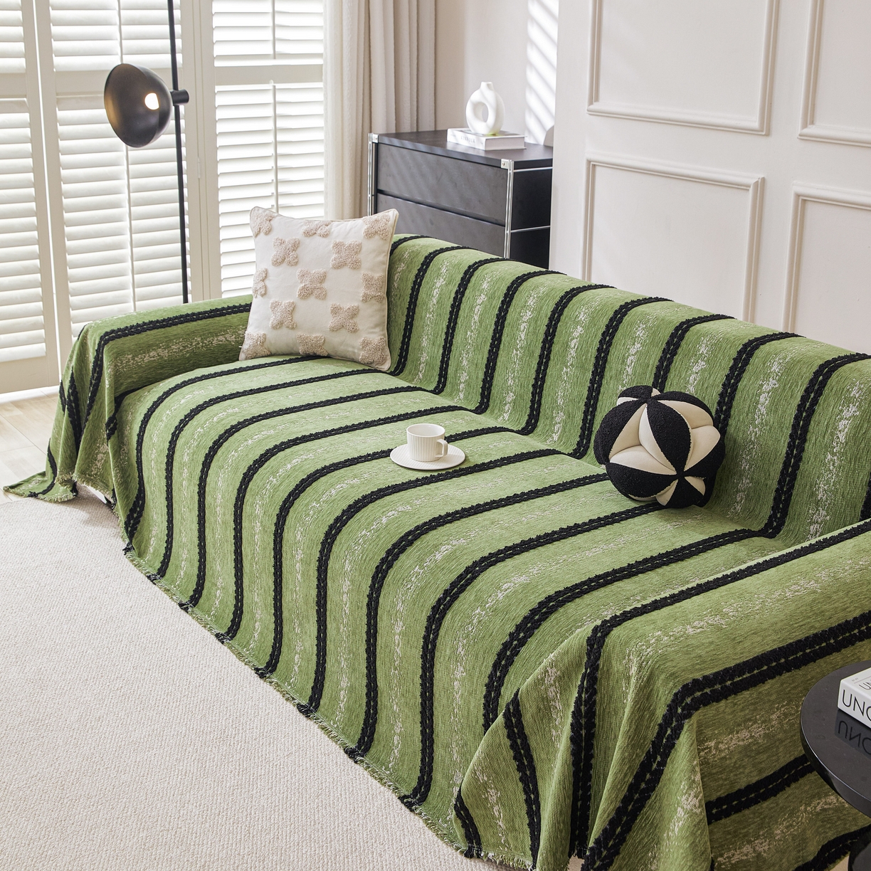 91家纺网 家纺一手货源 找家纺 逐日沙发套 2026新款加厚雪尼尔-沙发巾 织序流年-绿