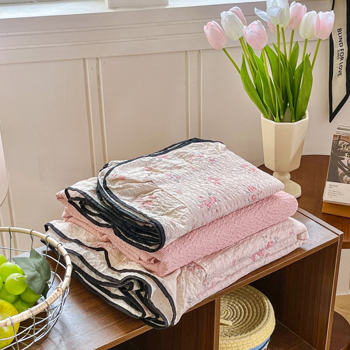 91家纺网 家纺一手货源 找家纺 （总）利禾家纺 2026春夏新款泡芙纱法式花边四件套