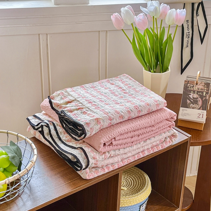 利禾家纺 2026春夏新款泡芙纱法式花边四件套 花海