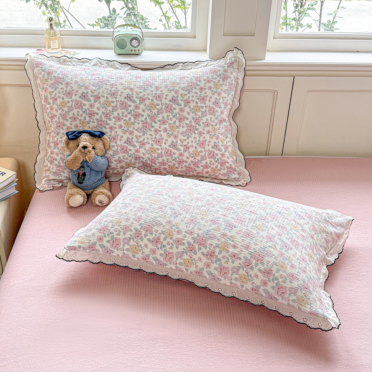 91家纺网 家纺一手货源 找家纺 梦纤绒 2026新款法式全棉花边夏被夏凉被空调被四件套 莫奈花园