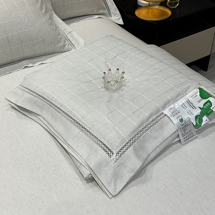 91家纺网 家纺一手货源 找家纺 欧夏 2026新款莱赛尔亚麻天丝麻方格提花镂空夏被空调被夏凉被夏季薄被子直播供货外贸（独立手提袋包装） 宾利蓝