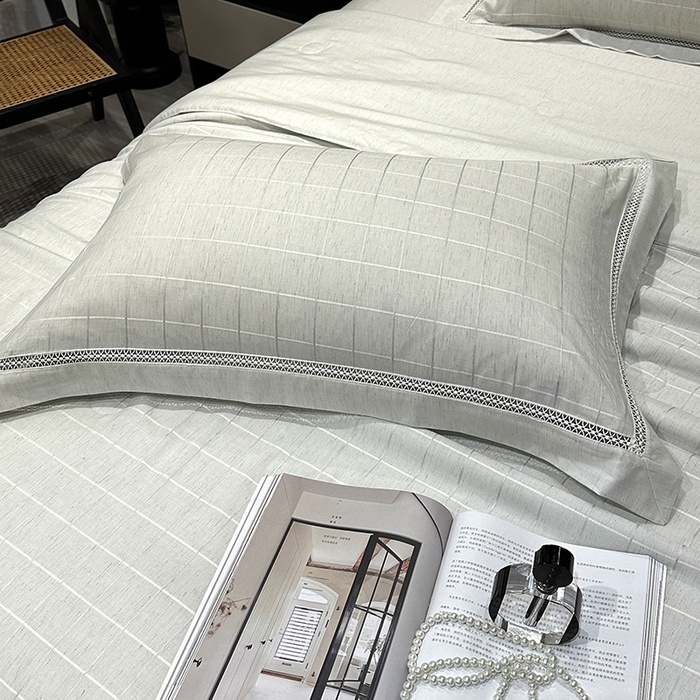91家纺网 家纺一手货源 找家纺 欧夏 2026新款莱赛尔亚麻天丝麻方格提花镂空夏被空调被夏凉被夏季薄被子直播供货外贸（独立手提袋包装） 宾利蓝