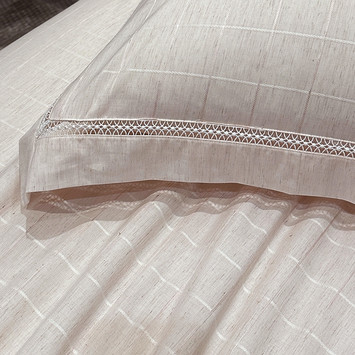 91家纺网 家纺一手货源 找家纺 欧夏 2026新款莱赛尔亚麻天丝麻方格提花镂空夏被空调被夏凉被夏季薄被子直播供货外贸（独立手提袋包装） 美玉粉