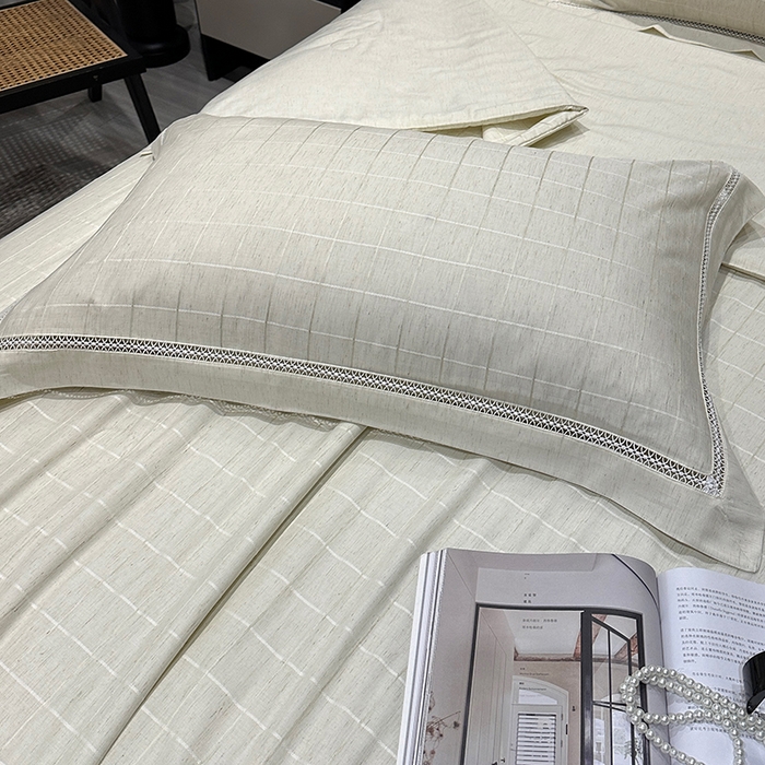 91家纺网 家纺一手货源 找家纺 欧夏 2026新款莱赛尔亚麻天丝麻方格提花镂空夏被空调被夏凉被夏季薄被子直播供货外贸（独立手提袋包装） 清新绿