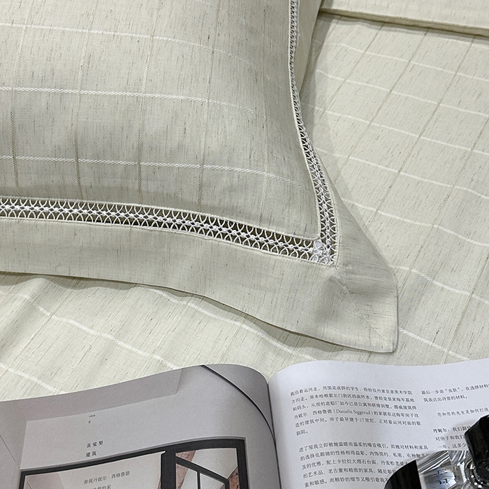 91家纺网 家纺一手货源 找家纺 欧夏 2026新款莱赛尔亚麻天丝麻方格提花镂空夏被空调被夏凉被夏季薄被子直播供货外贸（独立手提袋包装） 清新绿