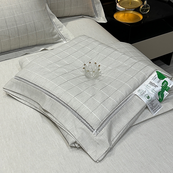 欧夏 2026新款莱赛尔亚麻天丝麻方格提花镂空夏被空调被夏凉被夏季薄被子直播供货外贸（独立手提袋包装） 绅士灰