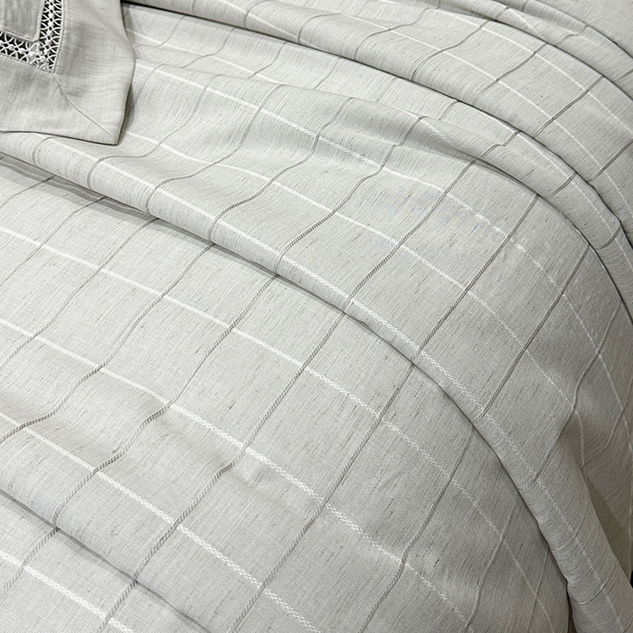 91家纺网 家纺一手货源 找家纺 欧夏 2026新款莱赛尔亚麻天丝麻方格提花镂空夏被空调被夏凉被夏季薄被子直播供货外贸（独立手提袋包装） 绅士灰