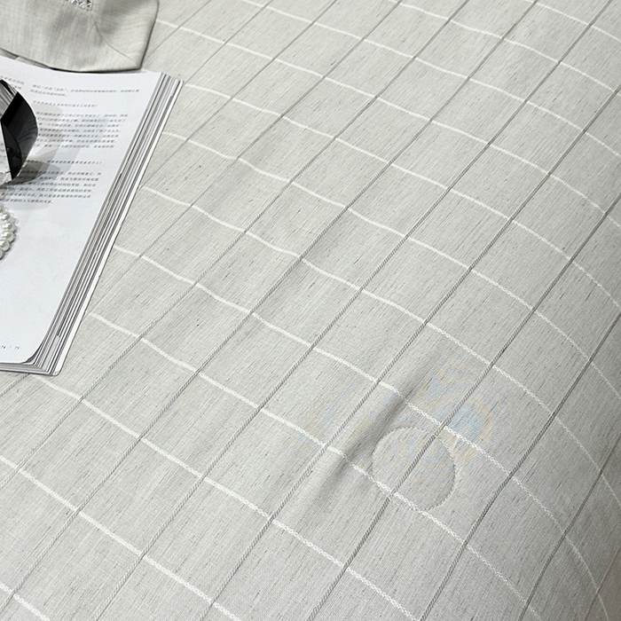 91家纺网 家纺一手货源 找家纺 欧夏 2026新款莱赛尔亚麻天丝麻方格提花镂空夏被空调被夏凉被夏季薄被子直播供货外贸（独立手提袋包装） 绅士灰