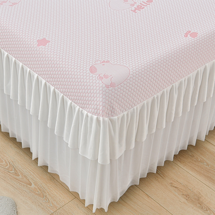 91家纺网 家纺一手货源 找家纺 （总）梦之星 2026春夏新款400克A类提花冰豆豆凉感床裙款凉席三件套席子空调软席 