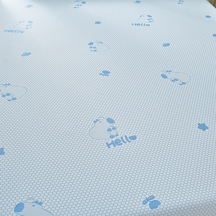 91家纺网 家纺一手货源 找家纺 梦之星 2026春夏新款400克A类提花冰豆豆凉感床裙款凉席三件套席子空调软席  卡比巴拉-蓝