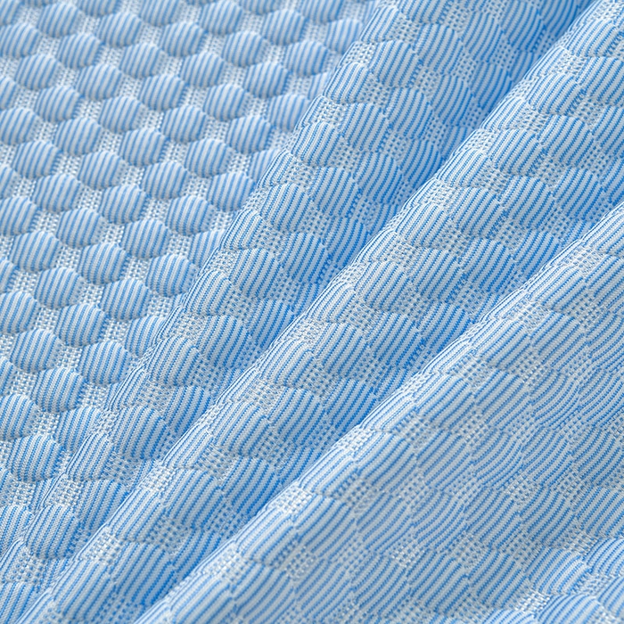 91家纺网 家纺一手货源 找家纺 梦之星 2026春夏新款400克A类提花冰豆豆凉感床裙款凉席三件套席子空调软席  蓝色