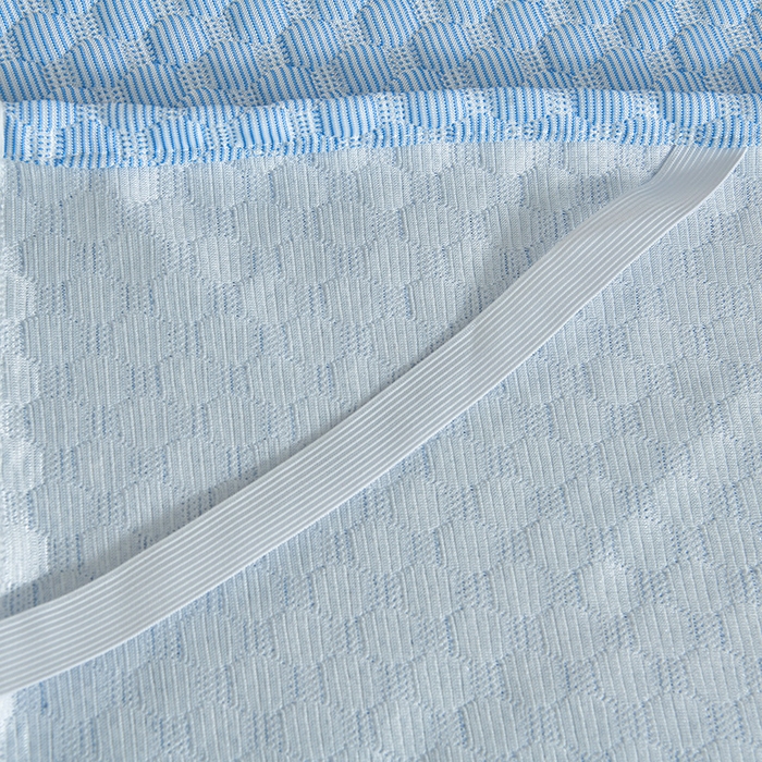 91家纺网 家纺一手货源 找家纺 梦之星 2026春夏新款400克A类提花冰豆豆凉感床裙款凉席三件套席子空调软席  蓝色