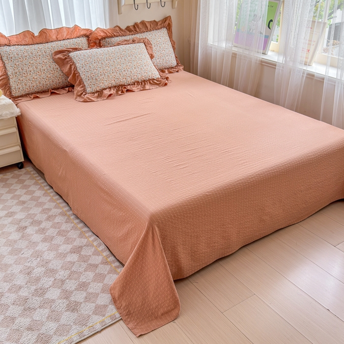 91家纺网 家纺一手货源 找家纺 仟网汇 2026新款法式花边泡芙纱双层纱床单床盖夏被夏凉被空调被四件套密拷花边款 好柿发生