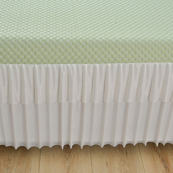 91家纺网 家纺一手货源 找家纺 梦之星 2026春夏新款400克A类提花冰豆豆凉感床裙款凉席三件套席子空调软席  绿色