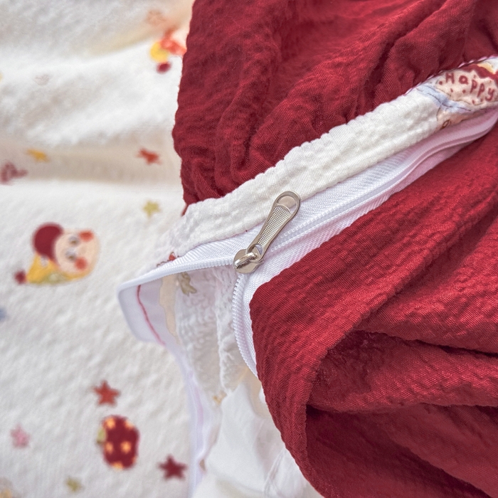 91家纺网 家纺一手货源 找家纺 仟网汇 2026新款法式花边泡芙纱双层纱床单床盖夏被夏凉被空调被四件套密拷花边款 红红星人