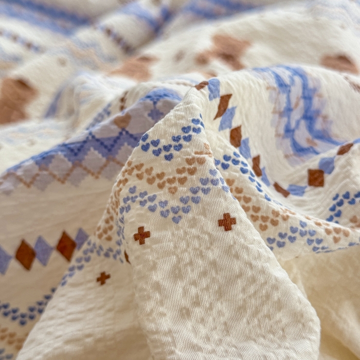 91家纺网 家纺一手货源 找家纺 仟网汇 2026新款法式花边泡芙纱双层纱床单床盖夏被夏凉被空调被四件套密拷花边款 焦糖小熊