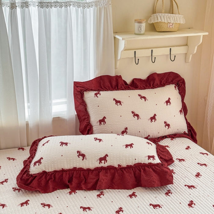 91家纺网 家纺一手货源 找家纺 仟网汇 2026新款法式花边泡芙纱双层纱床单床盖夏被夏凉被空调被四件套密拷花边款 马到成功