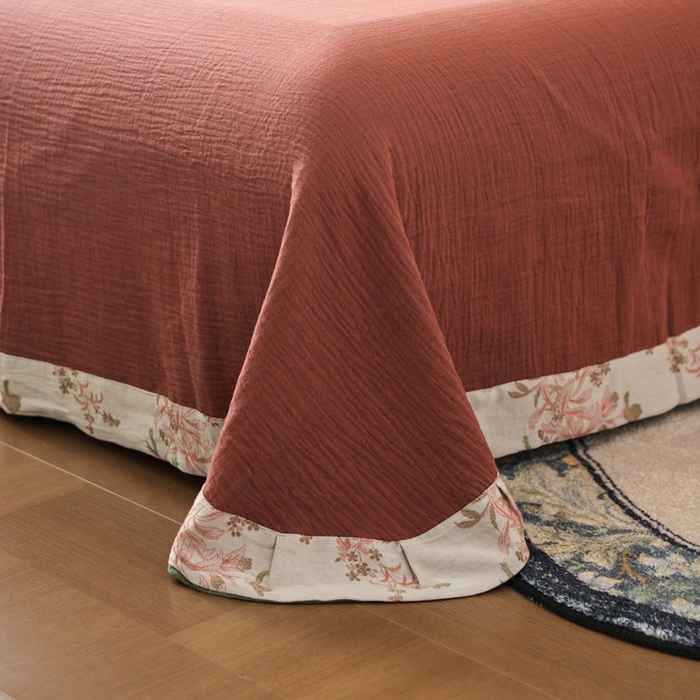 91家纺网 家纺一手货源 找家纺 春皖家纺 2026新款全棉提花双层纱盘扣四件套-旗袍风系列 玉茗