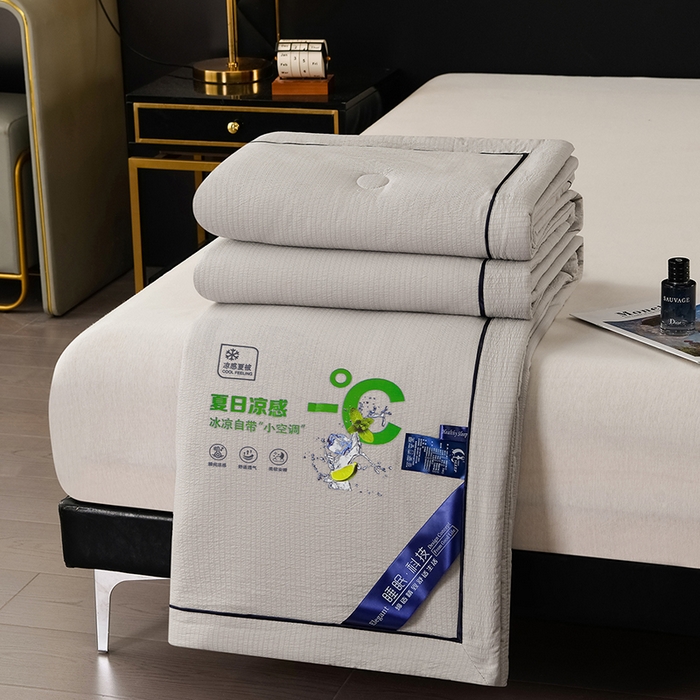 91家纺网 家纺一手货源 找家纺 赫本家纺 2026新款泡泡纱纯色烫钻夏凉被空调被夏被 高级灰