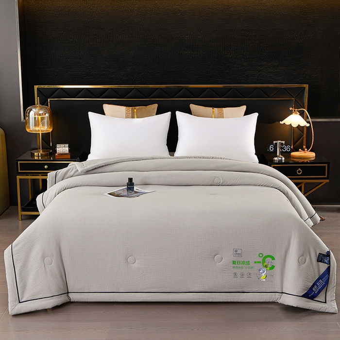 91家纺网 家纺一手货源 找家纺 赫本家纺 2026新款泡泡纱纯色烫钻夏凉被空调被夏被 高级灰