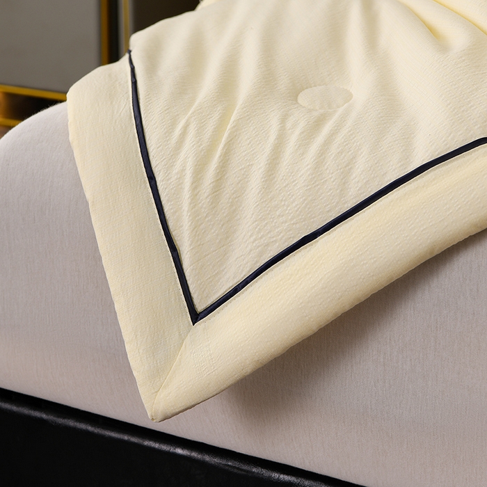 91家纺网 家纺一手货源 找家纺 赫本家纺 2026新款泡泡纱纯色烫钻夏凉被空调被夏被 奶油米