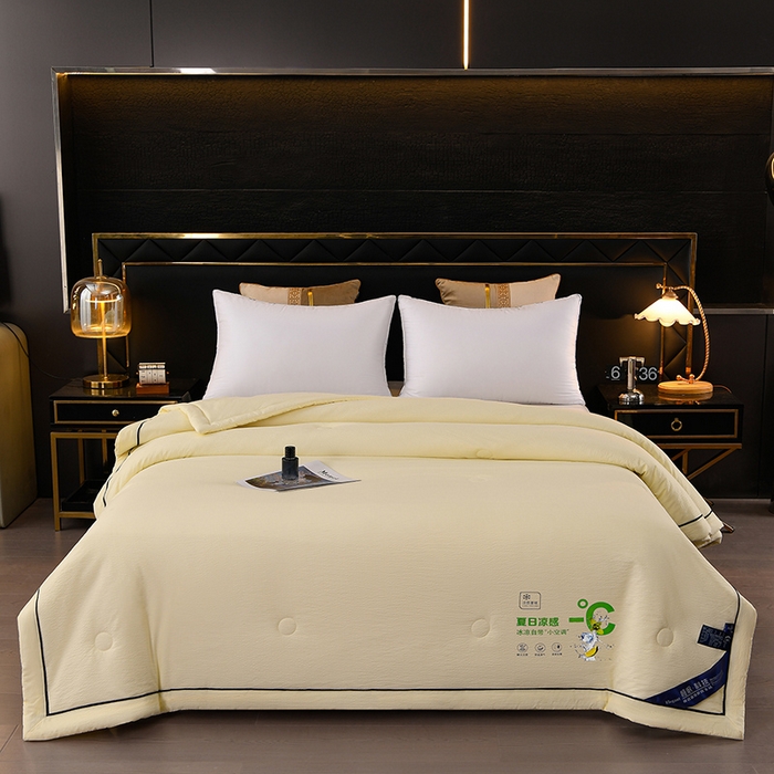 91家纺网 家纺一手货源 找家纺 赫本家纺 2026新款泡泡纱纯色烫钻夏凉被空调被夏被 奶油米