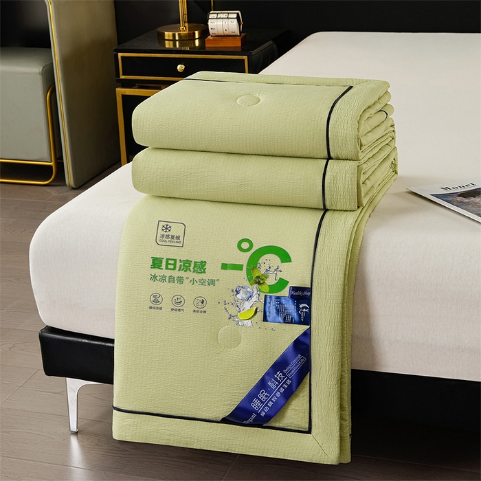 91家纺网 家纺一手货源 找家纺 赫本家纺 2026新款泡泡纱纯色烫钻夏凉被空调被夏被 青柠