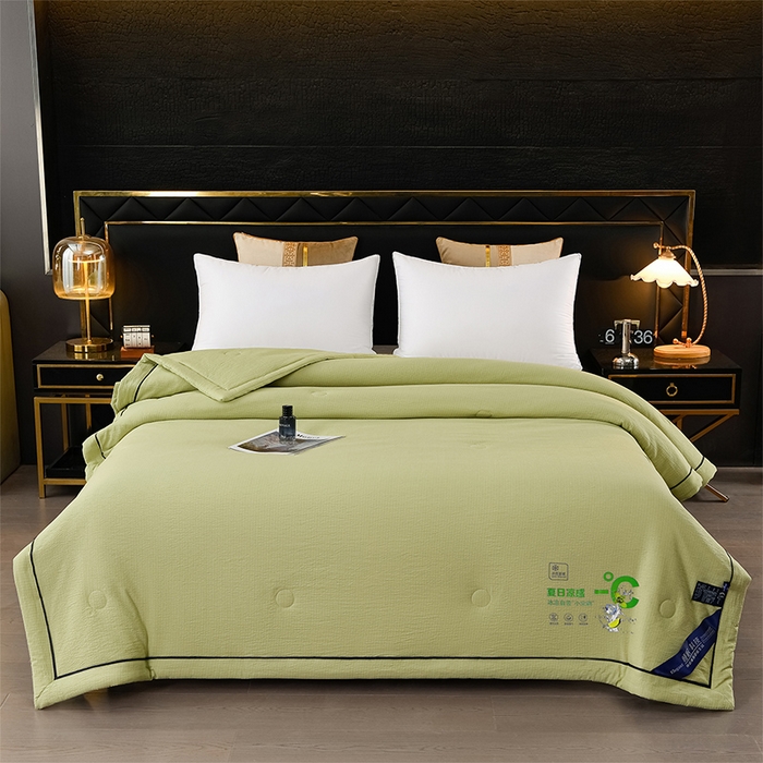 91家纺网 家纺一手货源 找家纺 赫本家纺 2026新款泡泡纱纯色烫钻夏凉被空调被夏被 青柠