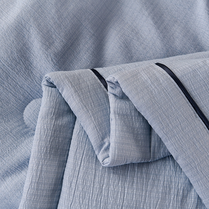 91家纺网 家纺一手货源 找家纺 赫本家纺 2026新款泡泡纱纯色烫钻夏凉被空调被夏被 雾蓝